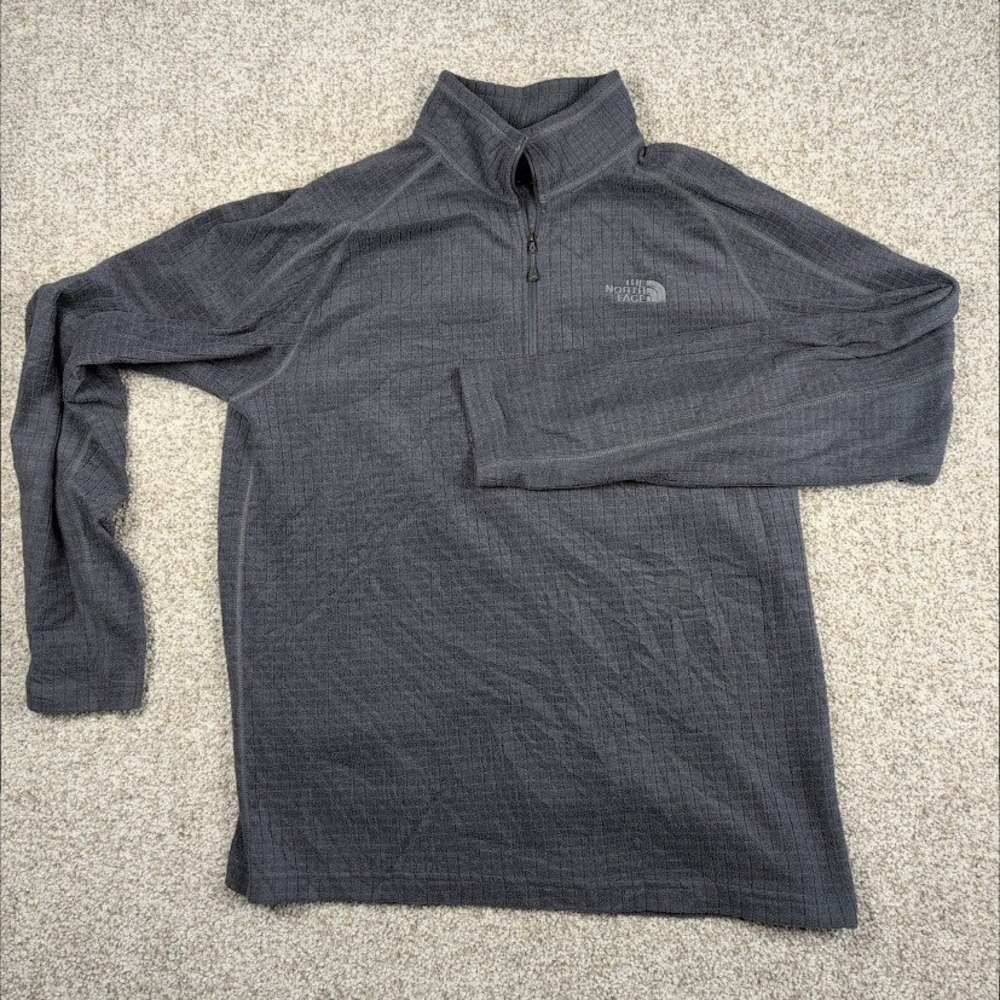 The North Face Mens Quarter Zip Fleece Pullover Long Sleeve Gray Size L - Picture 2 of 6